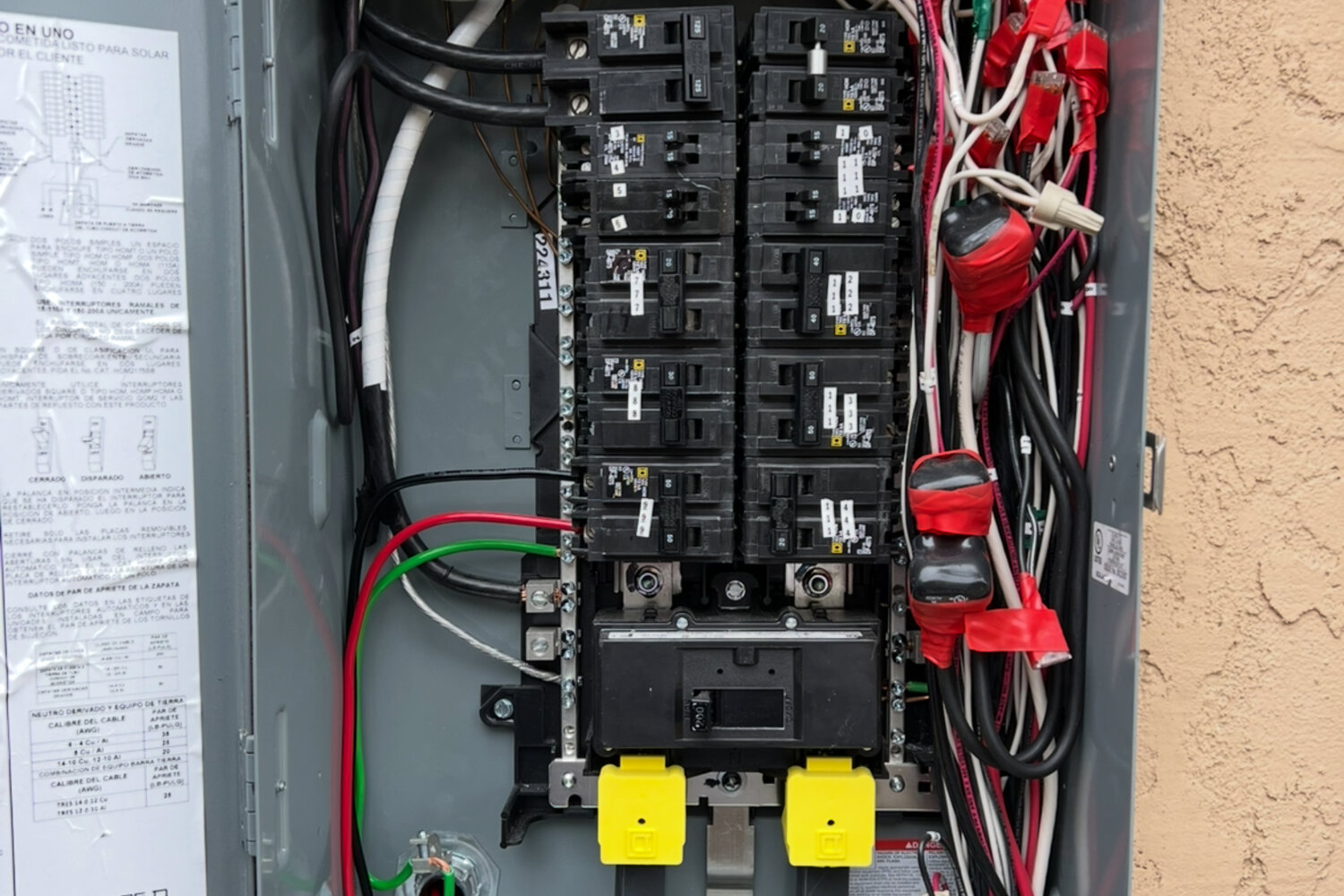 Updated electrical panel with clearly organized circuits